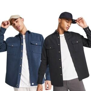 ASOS Bundle Mens Overshirt Button Down Shirt Jacket Shacket - Blue Black XL‎